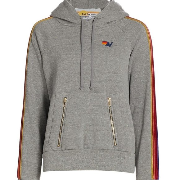 Aviator Nation Velvet Striped Pullover Hoodie - Picture 16 of 16